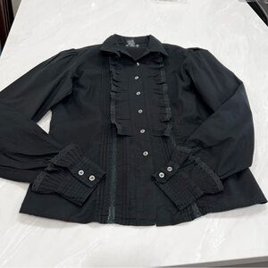 Ralph Lauren Black Ruffled Button Down Shirt